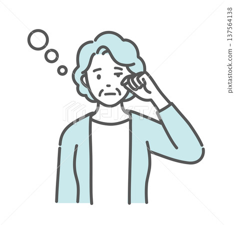 插圖描繪了一位感到不適的老婦人（祖母）。 137564138
