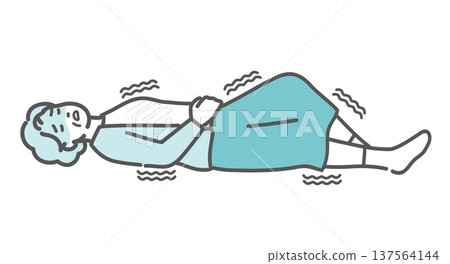 Illustration of a senior woman (grandmother) who has lost consciousness, collapsed, and is having convulsions Illustration of a senior woman (grandmother) who has lost consciousness, collapsed, and is having convulsions 137564144