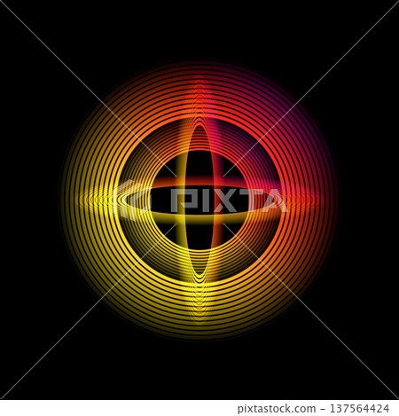 Glowing circular and oval geometric shapes 137564424