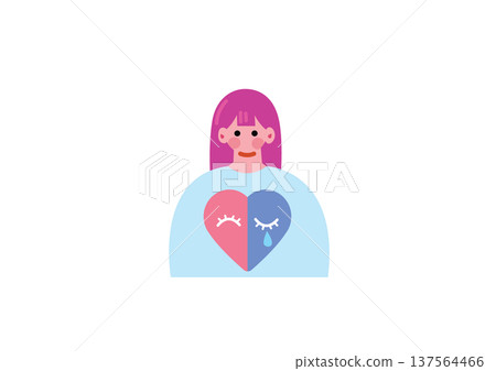情緒不穩定的女人的插圖 情緒不穩定的女人的插圖 137564466