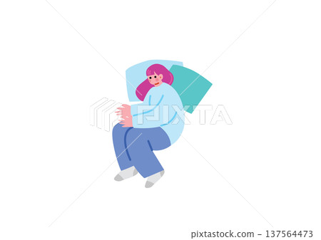 Illustration set of a woman who feels sleepy Illustration set of a woman who feels sleepy 137564473