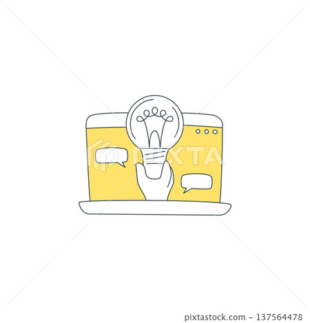 A Hand Holding A Lightbulb From A Laptop For A Creative Idea Vector Illustration A Hand Holding A Lightbulb From A Laptop For A Creative Idea Vector Illustration 137564478