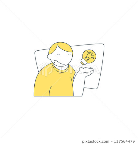 A Man Presenting A Creative Idea With A Lightbulb Vector Illustration 137564479