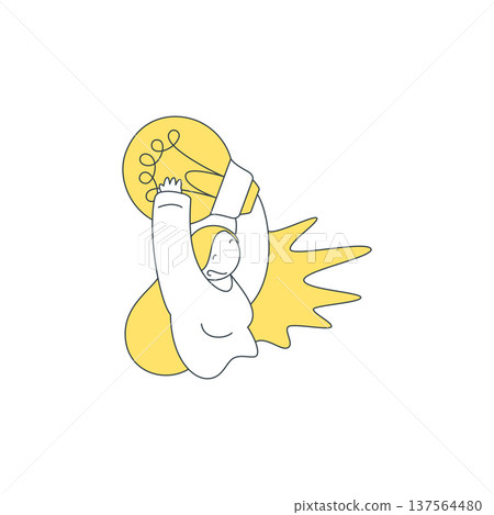 A Strong Woman Holding A Giant Lightbulb For A Creative Idea Vector Illustration A Strong Woman Holding A Giant Lightbulb For A Creative Idea Vector Illustration 137564480