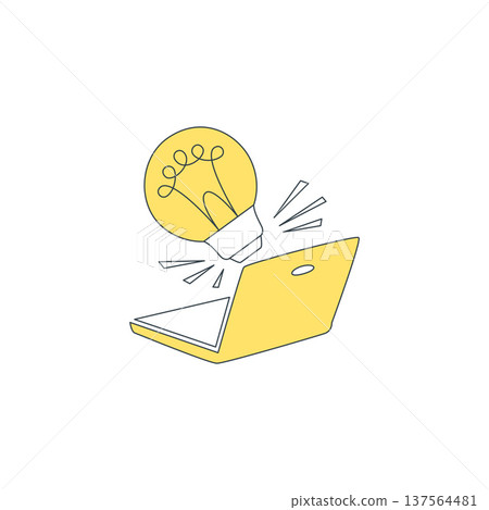 A Creative Idea From A Laptop With A Lightbulb Vector Illustration 137564481