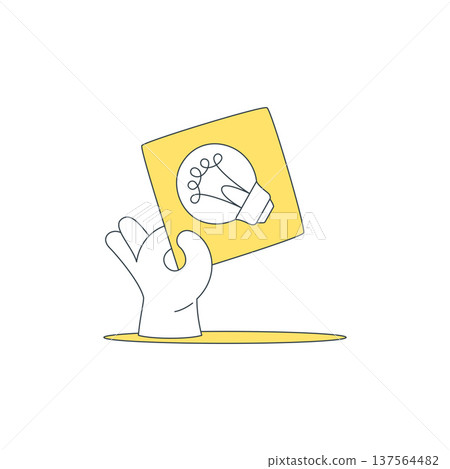 A Hand Holding A Card With A Lightbulb Icon For A Creative Idea Vector Illustration 137564482