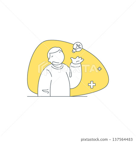 A Young Man Brainstorming A New Creative Idea With A Lightbulb Vector Illustration A Young Man Brainstorming A New Creative Idea With A Lightbulb Vector Illustration 137564483