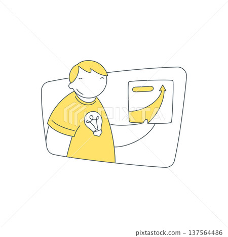 A Man Presents His Creative Idea For Business Growth Vector Illustration A Man Presents His Creative Idea For Business Growth Vector Illustration 137564486