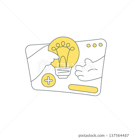 Hands Adding A Creative Idea To A Web Application Vector Illustration 137564487