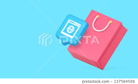 Online Shopping And E-commerce 3d Banner Template For Web Store Vector Illustration. Online Shopping And E-commerce 3d Banner Template For Web Store Vector Illustration. 137564508