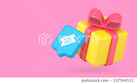 Loyalty Program And Gift Voucher 3d Banner Template Vector Illustration. 137564512
