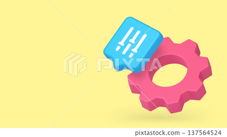 Technical Support And Settings Options Gear 3d Banner Template Vector Illustration. 137564524