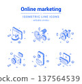 Online digital email marketing internet promotion analyzing outline line isometric icon vector 137564539