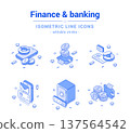 Business finance online banking economy analyzing outline line isometric icon set vector 137564542