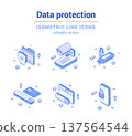 Personal account user data protection security outline line isometric icon set vector illustration 137564544
