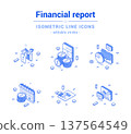 Financial report business economy accounting analyzing outline line isometric icon set vector 137564549