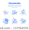 Personal data security digital information protection outline line isometric icon set vector 137564550