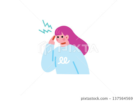 Illustration of a woman suffering from a headache Illustration of a woman suffering from a headache 137564569