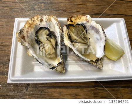 Grilled oysters in the shell 137564761
