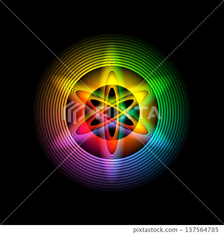 Glowing circular and oval geometric shapes 137564785
