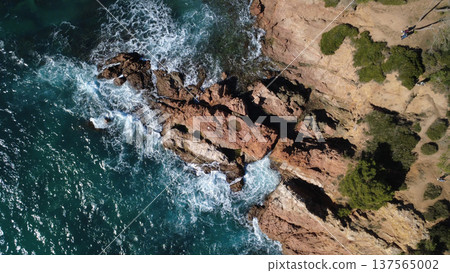 Costa Brava Coastline at Cala Sa Conca from Above 137565002