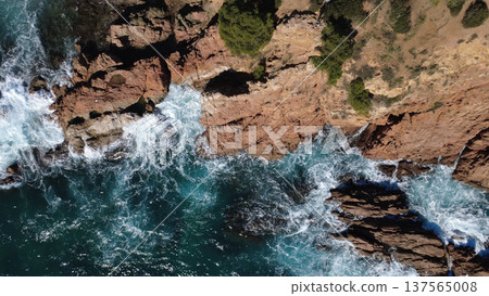Costa Brava Coastline at Cala Sa Conca from Above 137565008