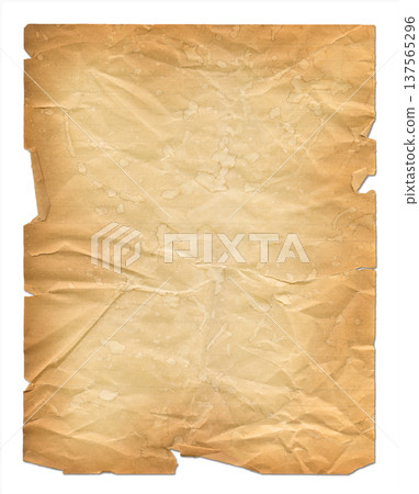 Stained vintage parchment paper isolated on white Stained vintage parchment paper isolated on white 137565296