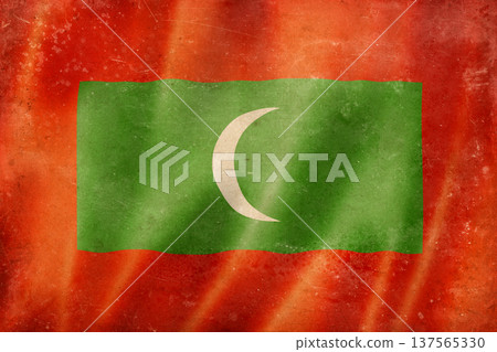 Old vintage flag of Maldives, worn and stained Old vintage flag of Maldives, worn and stained 137565330