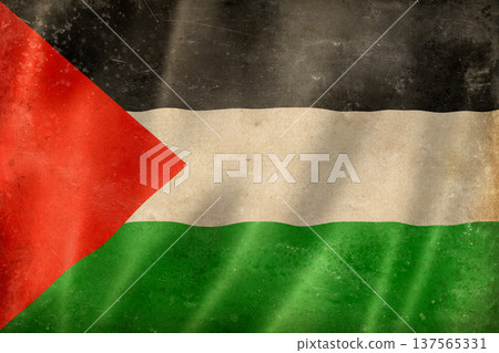 Old vintage flag of Palestine, worn and stained 137565331