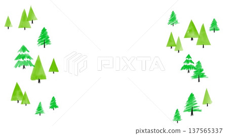Forest tree frame background material Natural forest illustration Copy space 137565337