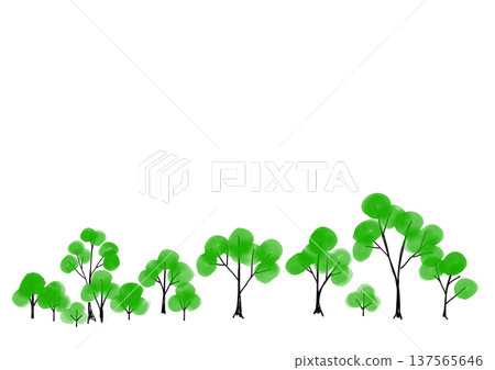 簡單的水彩樹插圖，手繪插圖，橫幅背景。 137565646