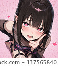 Illustration of a cute kunoichi sitting 137565840