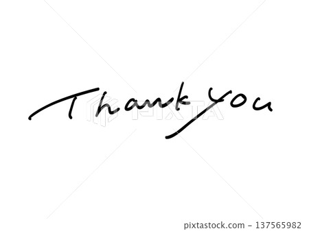 Handwritten English thank you letter material simple cursive lettering 137565982