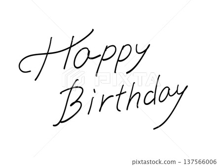 手寫英文生日快樂字樣，簡單的草書字體 137566006