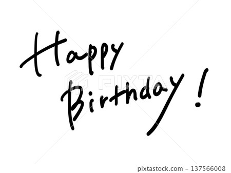 手寫英文生日快樂字樣，簡單的草書字體 137566008