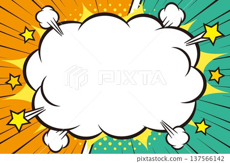 American comic book fluffy frame orange green 137566142