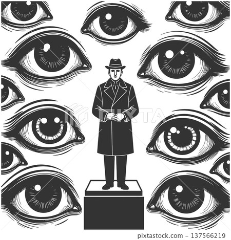 Man Surrounded By Watching Eyes Imposter Syndrome 137566219