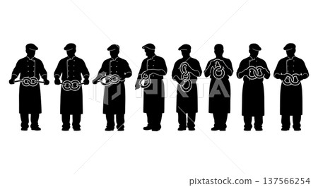 Black Solid Bakers Twisting Pretzels Set of Six on White Background 137566254
