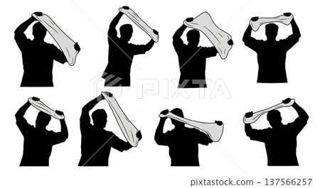 Black Solid Bakers Stretching Pizza Dough Set of Six on White Background 137566257