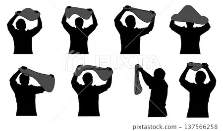Black Solid Bakers Stretching Pizza Dough Set of Six on White Background Black Solid Bakers Stretching Pizza Dough Set of Six on White Background 137566258