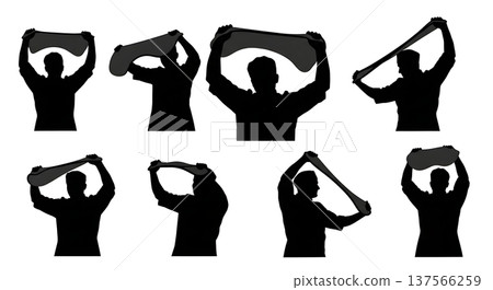 Black Solid Bakers Stretching Pizza Dough Set of Six on White Background Black Solid Bakers Stretching Pizza Dough Set of Six on White Background 137566259