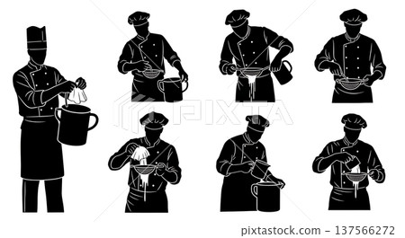 Black Solid Bakers Straining Mixtures Set of Six on White Background Black Solid Bakers Straining Mixtures Set of Six on White Background 137566272