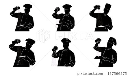 Black Solid Bakers Sprinkling Powdered Sugar Set of Six on White Background 137566275