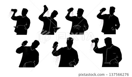 Black Solid Bakers Sprinkling Powdered Sugar Set of Six on White Background 137566276