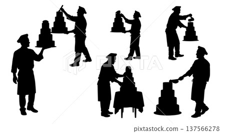 Black Solid Bakers Stacking Wedding Cakes Set of Six on White Background Black Solid Bakers Stacking Wedding Cakes Set of Six on White Background 137566278