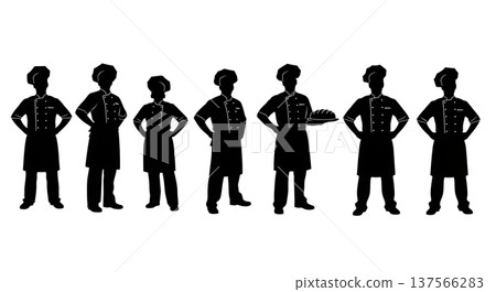 Black Solid Bakers Standing Proudly Set of Six on White Background 137566283