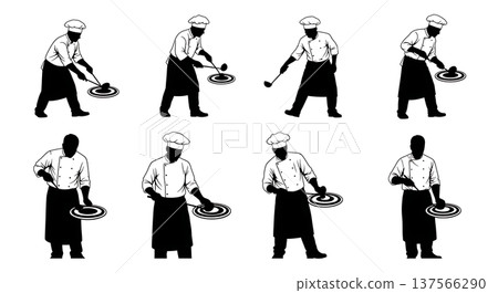 Black Solid Bakers Spreading Pizza Sauce Set of Six on White Background 137566290