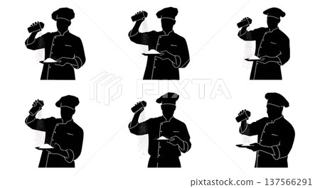 Black Solid Bakers Sprinkling Powdered Sugar Set of Six on White Background 137566291