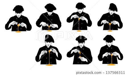Black Solid Bakers Separating Eggs Set of Six on White Background Black Solid Bakers Separating Eggs Set of Six on White Background 137566311