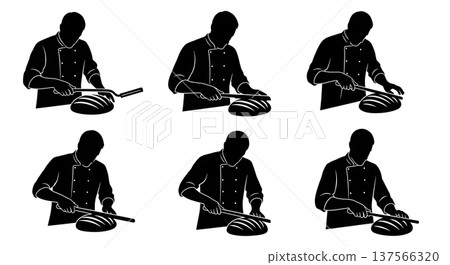 Black Solid Bakers Scoring Sourdough Set of Six on White Background Black Solid Bakers Scoring Sourdough Set of Six on White Background 137566320